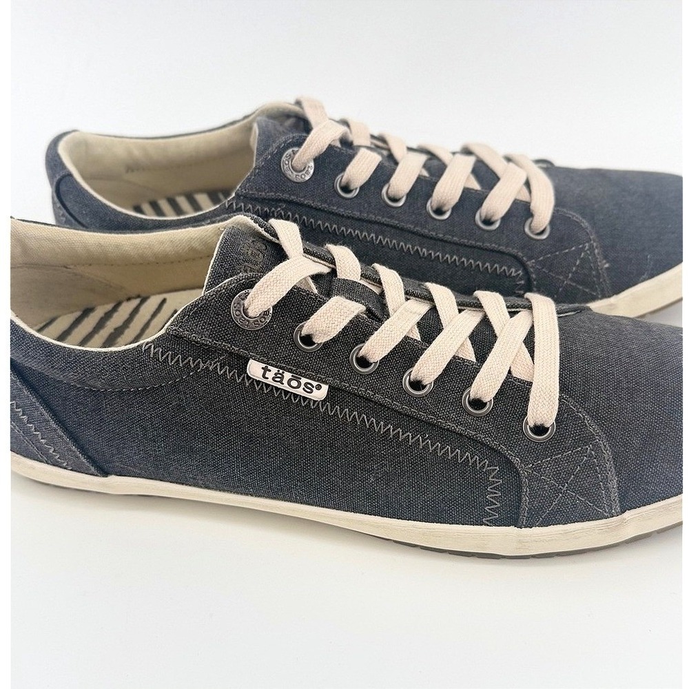 Taos Star Womens 10 Charcoal Gray Canvas Lace Up Low Top Sneakers - Picture 4 of 8